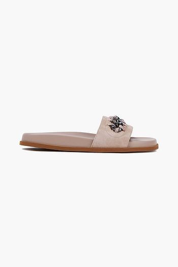 VALENTINO GARAVANI Pantoletten aus Veloursleder mit Kettendetail