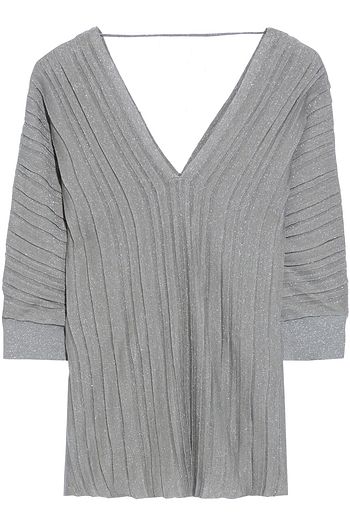 BRUNELLO CUCINELLI Metallic ribbed linen-blend top