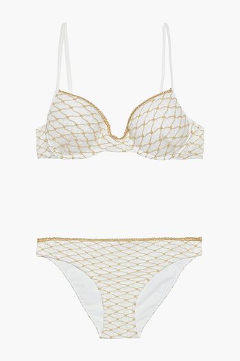 MISSONI MARE Mare picot-trimmed metallic crochet-knit bikini