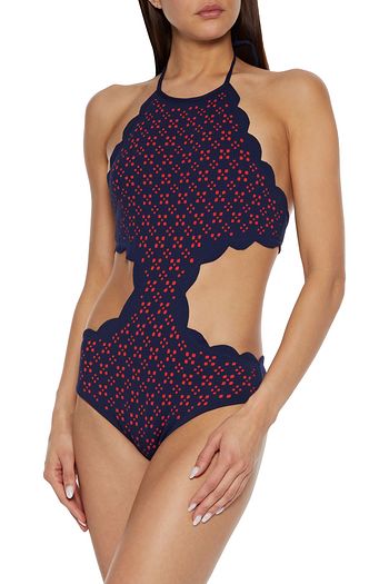 MARYSIA Mott cutout laser-cut stretch-crepe halterneck swimsuit