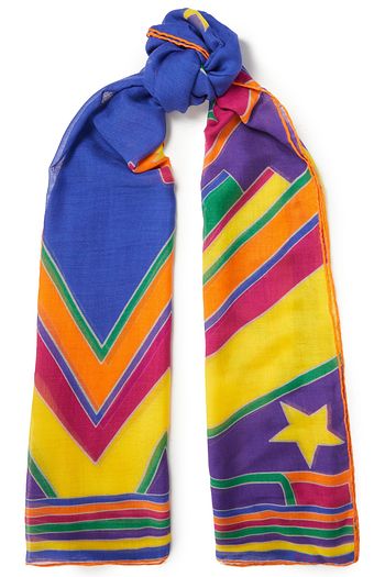 VALENTINO Printed modal, cashmere and silk-blend gauze scarf