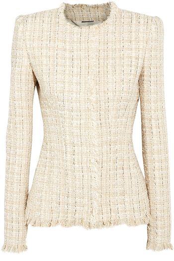ALEXANDER MCQUEEN Frayed metallic boucé-tweed jacket