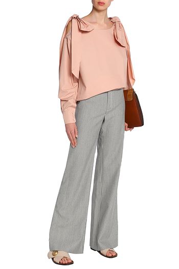 CHLOÉ Bow-detailed cotton-poplin blouse