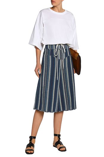 CHLOÉ Striped cotton-blend shorts