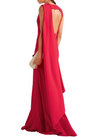 ALEXANDER MCQUEEN Open-back draped crepe gown
