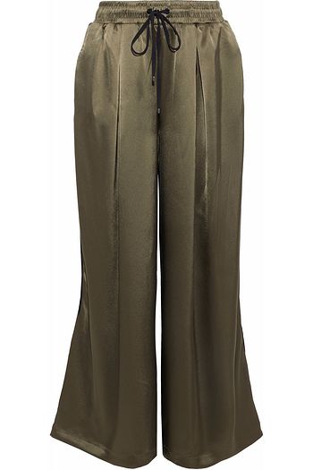 KORAL Velvet-trimmed satin wide-leg track pants
