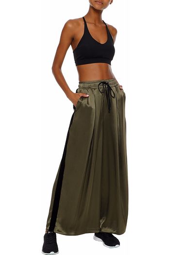 KORAL Velvet-trimmed satin wide-leg track pants