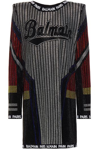 BALMAIN Minikleid aus Jersey mit Kristallverzierung