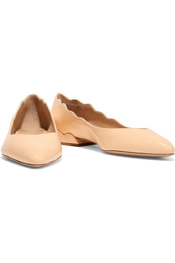 CHLOÉ Laurena scalloped glossed-leather point-toe flats