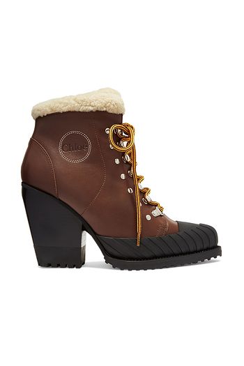 CHLOÉ Rylee shearling-trimmed leather and rubber ankle boots