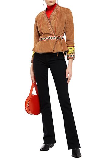 ETRO Jacquard-trimmed suede kimono