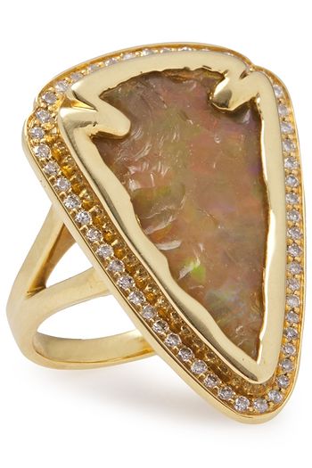 PAMELA LOVE 18-karat gold, diamond and opal ring