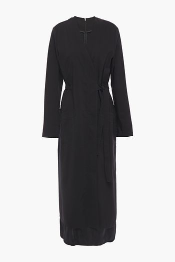 MM6 MAISON MARGIELA Wrap-effect layered satin and wool midi dress