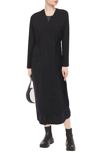 MM6 MAISON MARGIELA Wrap-effect layered satin and wool midi dress