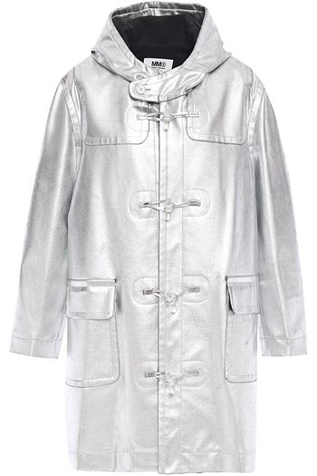 MM6 MAISON MARGIELA Beschichteter Kapuzenmantel aus einer Wollmischung in Metallic-Optik