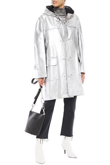 MM6 MAISON MARGIELA Beschichteter Kapuzenmantel aus einer Wollmischung in Metallic-Optik