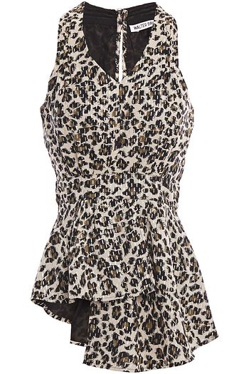 WALTER BAKER Blondie asymmetric leopard-print fil coupé crepe peplum top