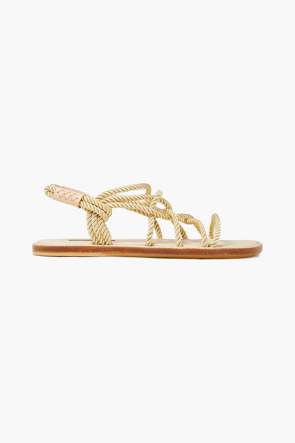 Woman Leather-trimmed Cord Slingback Sandals