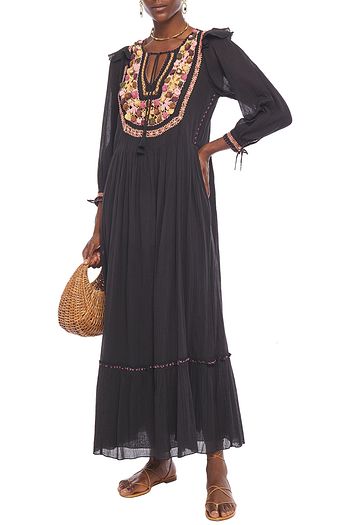 ANTIK BATIK Lova crochet-trimmed cotton-gauze maxi dress