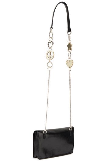LOVE MOSCHINO Embellished crinkled faux patent-leather shoulder bag