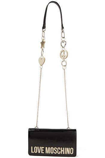 LOVE MOSCHINO Embellished crinkled faux patent-leather shoulder bag
