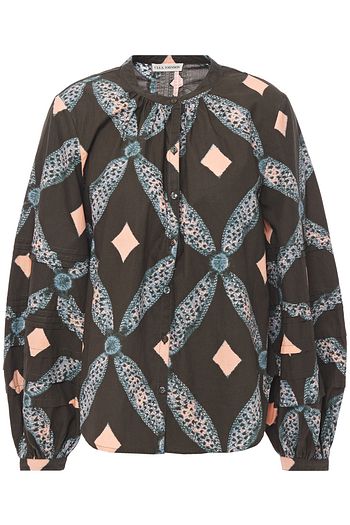 ULLA JOHNSON Bedruckte Bluse aus Baumwolle mit Raffung