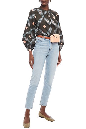 ULLA JOHNSON Bedruckte Bluse aus Baumwolle mit Raffung