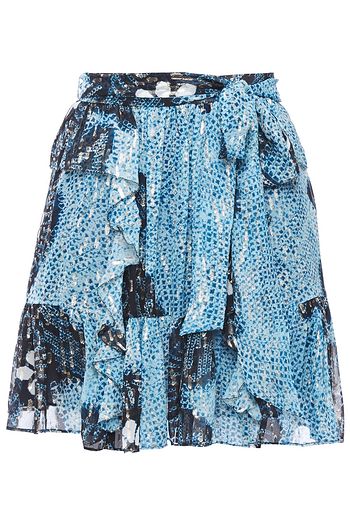 ULLA JOHNSON Minirock aus einer Seiden-Lurexmischung mit Fil Coupé, Rüschen und Gürtel