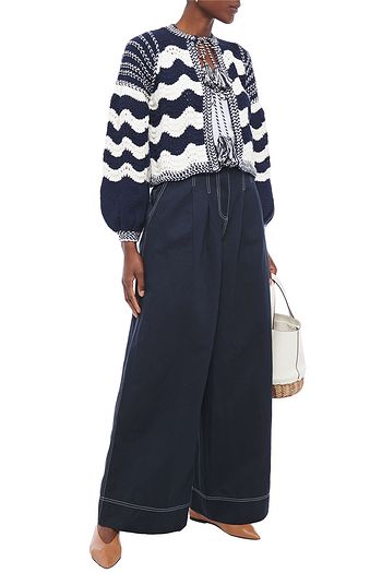 ULLA JOHNSON Rhodes Hose mit weitem Bein aus einer Baumwoll-Leinenmischung mit Gürtel