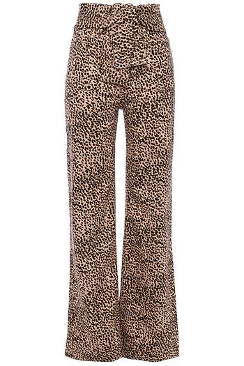 ULLA JOHNSON Wade Jeans mit weitem Bein, Bindegürtel und Leopardenprint