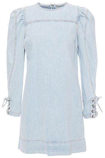 ULLA JOHNSON Minikleid aus Denim in ausgewaschener Optik mit Schnürung