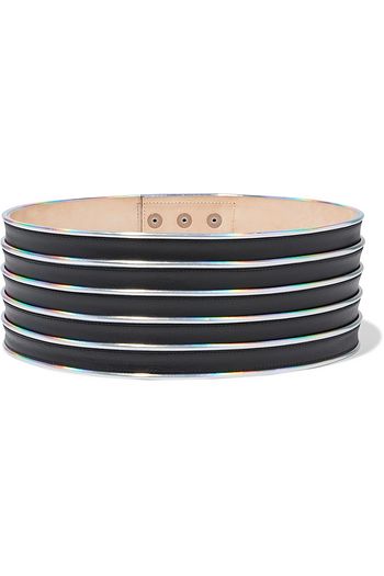 BALMAIN Iridescent-trimmed leather waist belt