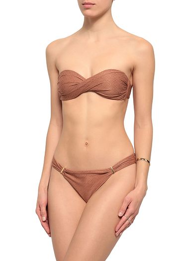 MELISSA ODABASH Martinique twist-front embroidered bandeau bikini top