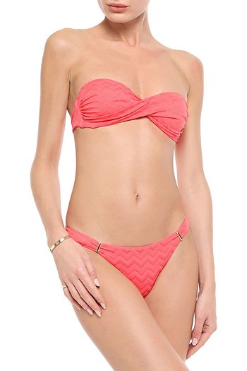 MELISSA ODABASH Martinique twist-front stretch-jacquard bandeau bikini top