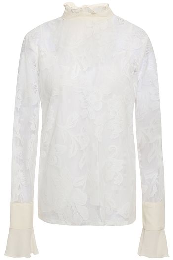 SEE BY CHLOÉ Ruffled crepe de chine and lace blouse