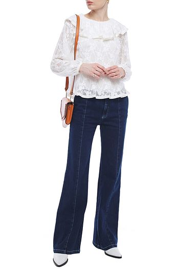 SEE BY CHLOÉ Grosgrain-trimmed ruffled lace blouse