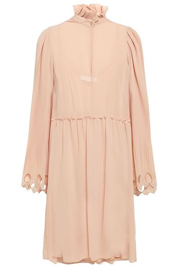 SEE BY CHLOÉ Broderie anglaise-trimmed plissé-paneled georgette dress