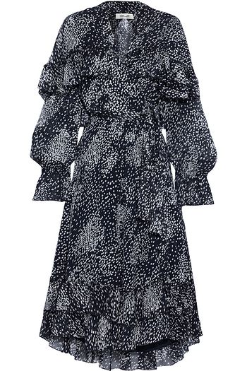 DIANE VON FURSTENBERG Martina ruffled printed georgette midi wrap dress