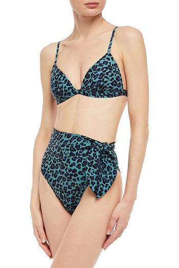 ZIMMERMANN Hoch sitzendes Bikini-Höschen mit Leopardenprint und Knotendetail
