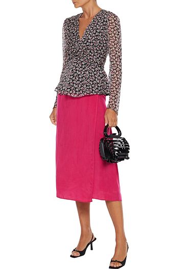 DIANE VON FURSTENBERG Eileen Bluse aus Seiden-Georgette mit floralem Print und Twist-Detail an der Vorderseite