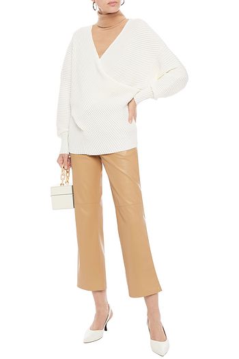 VICTORIA, VICTORIA BECKHAM Wrap-effect ribbed wool sweater