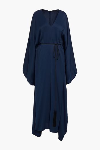 THE ROW Draped belted jacquard maxi dress