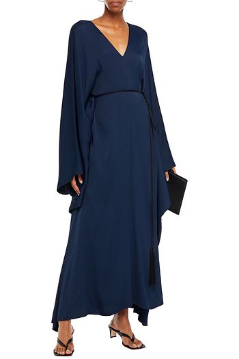 THE ROW Draped belted jacquard maxi dress
