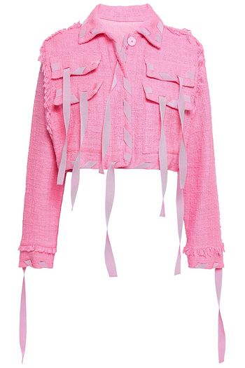MSGM Cropped cotton-blend tweed jacket