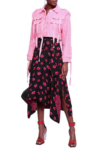 MSGM Cropped cotton-blend tweed jacket