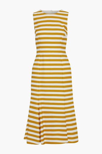 DOLCE & GABBANA Open-back striped cotton-blend midi dress