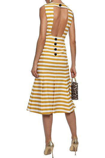 DOLCE & GABBANA Open-back striped cotton-blend midi dress
