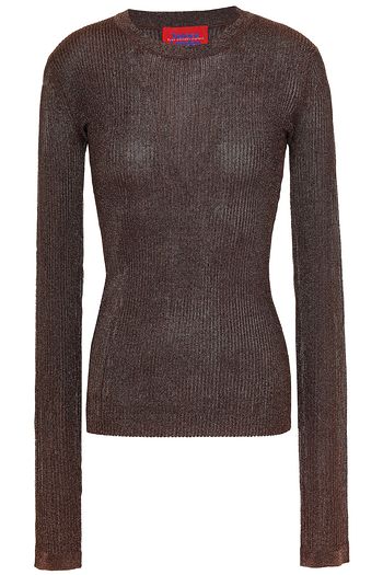 SOLACE LONDON Sophie metallic ribbed-knit top