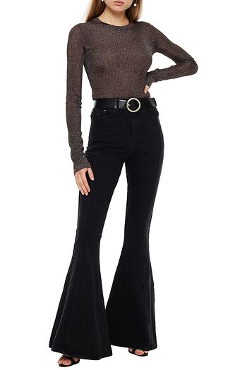 SOLACE LONDON Sophie metallic ribbed-knit top