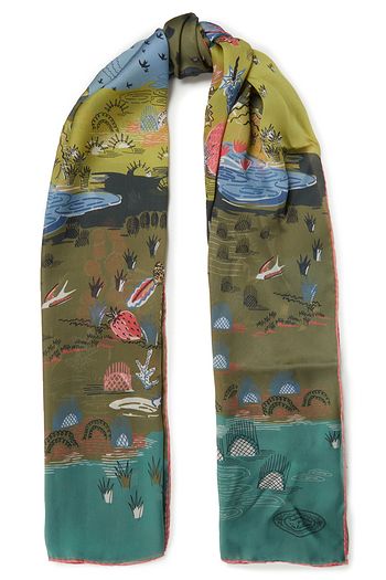 VALENTINO Printed silk-organza scarf